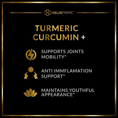 HELIX PRIME Turmeric Curcumin with Bioperine (Made in USA, 120 Capsules)