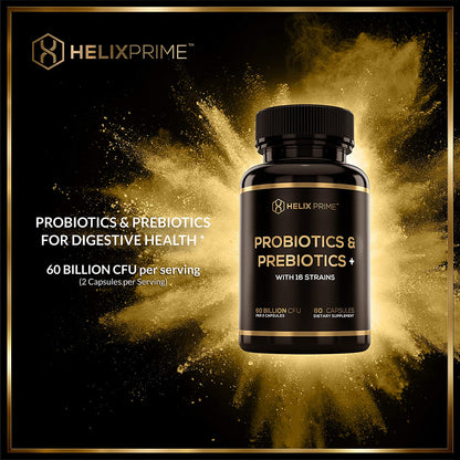 HELIX PRIME Probiotics with Prebiotics (Made In USA. 60 Billion CFU)