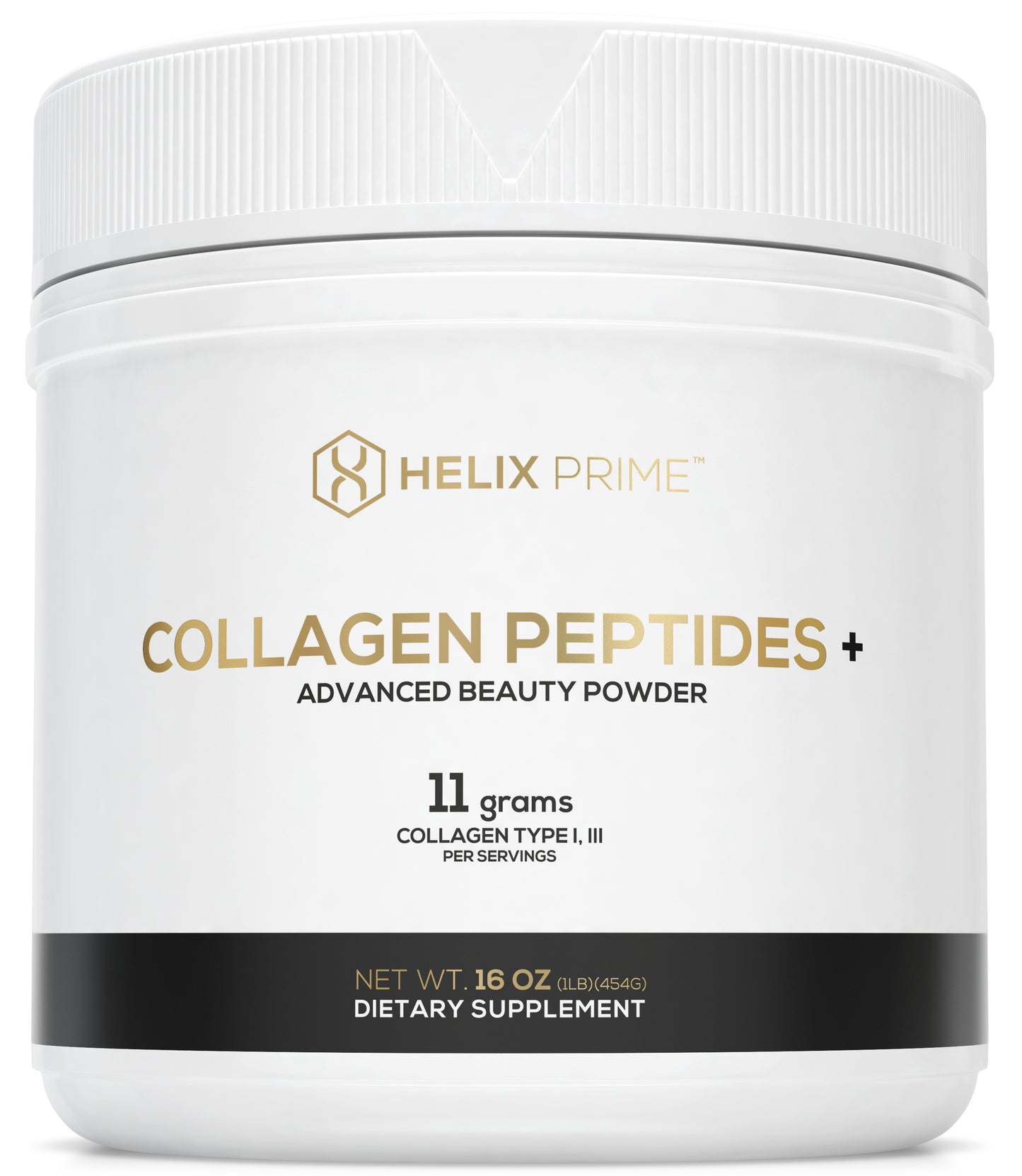 HELIX PRIME Collagen Peptides Powder (Made in USA, 1LB Jar )